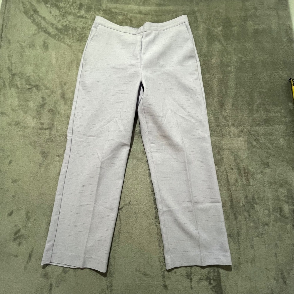 Alfred Dunner Pants Women 12P Purple Elastic Waist Slub Texture Straight Leg